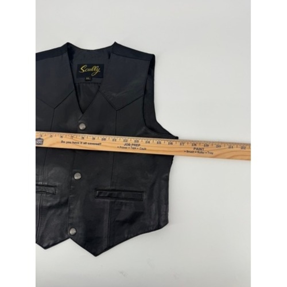 Scully Leather Vest Women XL Black‎ Western Oklahoma State Seal Buttons Cinch - Picture 11 of 12
